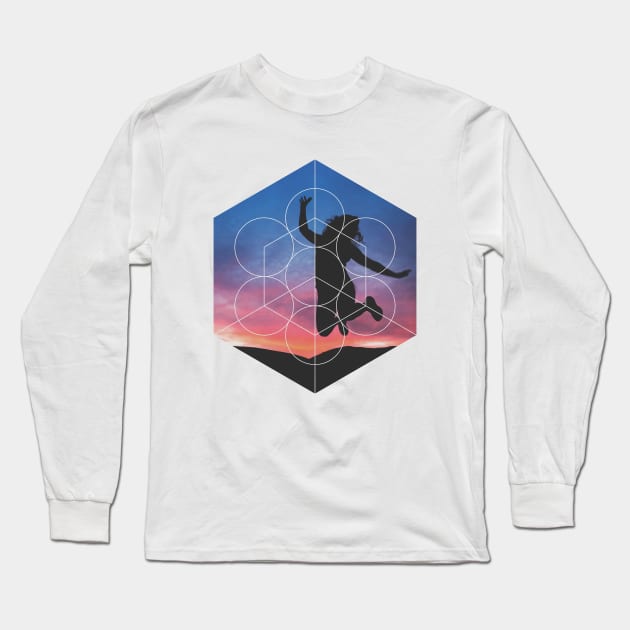 Sunset Girl Geometric Photography Long Sleeve T-Shirt by deificusArt
